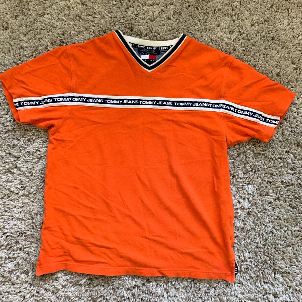 Vintage Tommy Hilfiger Jeans V-neck Orange T-shirt